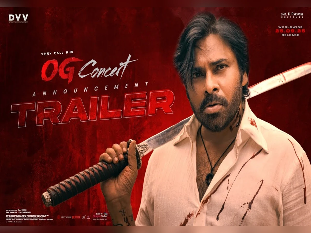 Pawan Kalyan in They Call Him OG poster with controversy text overlay