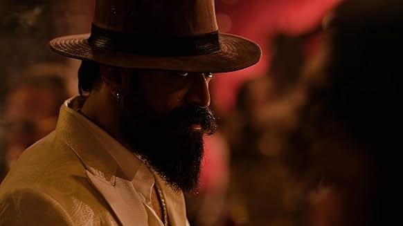 Kannada actor Yash in an intense, rugged look from the movie poster for 'Toxic: A Fairy Tale for Grown-Ups'.