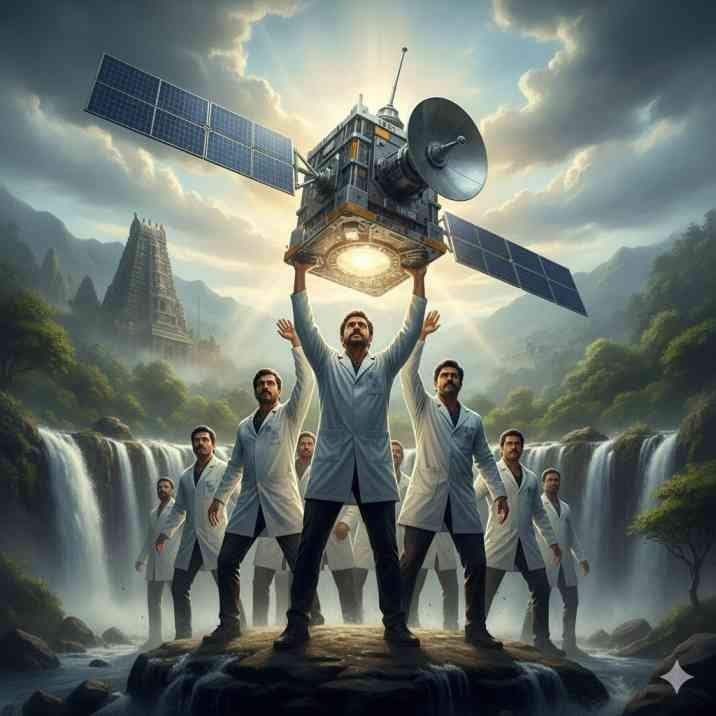 ISRO's LVM3-M5 'Bahubali' rocket lifting off from the Satish Dhawan Space Centre carrying the CMS-03 communication satellite.